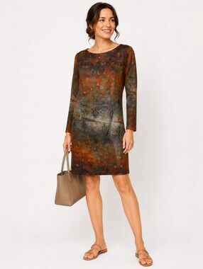 Aventures Des Toiles Women's Dress 42 Daily Chic Fashion Art Scoop Neck Cupro